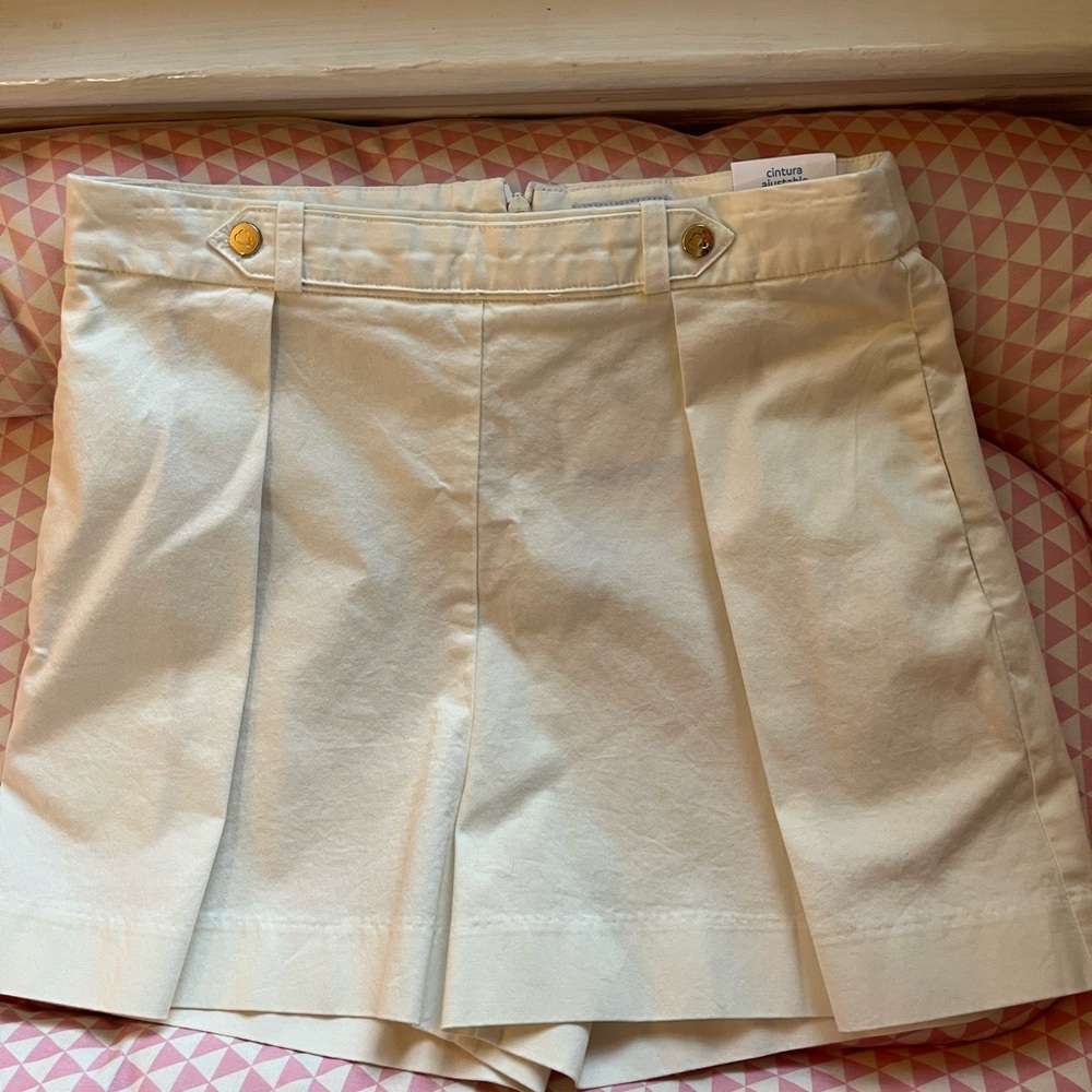 Mayoral White Shorts with Gold Buttons